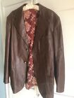 Men's Vintage 1970s Leather Blazer Jacket  Mod Disco coat 42