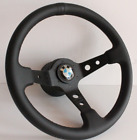 Steering Wheel fits For BMW Sport Deep Dish Black Leather  E28 E30 E32 E34 86-92