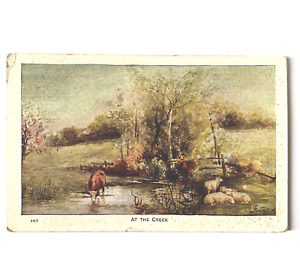PostCard PC 1911 Newton North Carolina Cow Sheep Creek Trees Posted  Antique Vtg