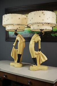 Pair of Mid Century Modern 1950s of Reglor Style Chalkware Flamenco Dancer Lamps