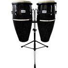 Toca Players Series Fiberglass Congas w/Double Conga Stand 10/11 in. Blk Sparkle