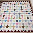 Handmade Scrappy  Cotton Fabric Patchwork quilt top/topper KING size 90x100