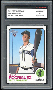 Julio Rodriguez 2022 Topps Heritage 1st Graded 10 Rookie Card Seattle Mariners