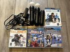 Sony Playstation 3 PS3 Move Motion Bundle w/ Controllers, Games + PS Eye Camera