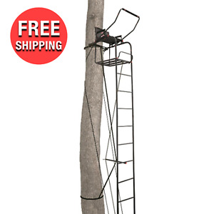 17 Feet Tall Steel Tree Stand Hunting Sports Deer Ladder with Stabilizer System