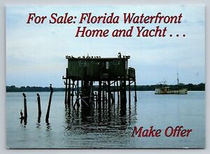 For Sale: Florida Waterfront Home And Yacht Vintage Unposted Postcard