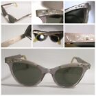 Vtg 50s USA 5 1/2 Alum 42 20 Etch Frames Retro Cat Eye glasses Crystals Silver