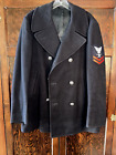 US MILITARY BLACK PEACOAT/JACKET US 100% WOOL MENS DBL-BREASTED 6 BUTTONS VTG