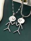 2PCS cute humanoid heart to heart pendant couple necklace for Couples Friendship
