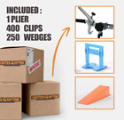 Kit 400 Clips + 250 Wedges + PLIER - Tile Leveling System - Professional and DIY
