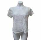 Romeo and Juliet Couture CREAM Women's Short-Sleeve Lace Top US Medium