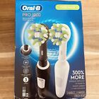 Oral-B Pro 1000 Cross Action Twin Pack Black & White Toothbrush NEW SEALED