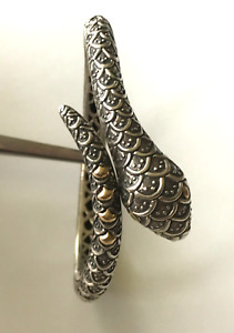 Vintage Silver 925 18k Gold Accents Snake  Bracelet Signed IDDS Handmade 35 Gr