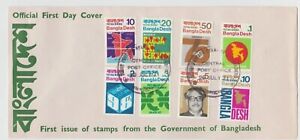 Bangladesh one FDC with first 8 stamps 1971, green