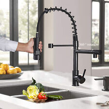 Matte Black Kitchen Faucet Sink Single Handle Pull Down Sprayer Swivel Mixer Tap