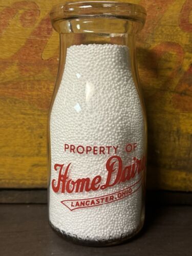 Home Dairy Lancaster Ohio Half Pint War Bond Slogan Milk Bottle Fairfield