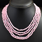 296 Cts Earth Mined 5 Strand Pink Rose Quartz Beads Necklace Jewelry JK 07E295