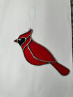 Vintage Stained Glass Holiday Christmas Tree Ornament Cardinal Bird