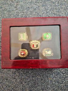 5 PCS Miami Hurricanes With box. NCAA 18k GP Championship Ring 1983-2001 Size 12