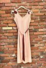 Antique Vintage 1930s Silk Rayon Pink & Brown Sleeveless Dress w/ Belt AS IS