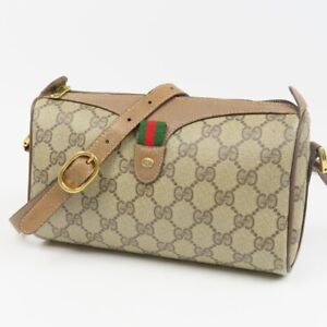 Gucci Crossbody Vintage Old Sherry Line Shoulder Bag Pvc/Leather Brown Ladies Us