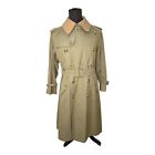 Mens Vintage Burberry’s Cotton Trench Coat With Wool Collar Removable Size 48R