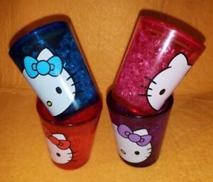 Sanrio HELLO KITTY Drink Cup Mini Glass Set of 4 Colors Freeze Gel Shot 1.5 oz