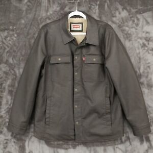 Levi's Dark Brown Pleather Sherpa Fleece Lined Full Zip Faux Leather Jacket Med