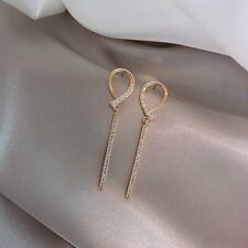 18K Gold Long Tassel Earrings Drop Dangle Ear Stud Women Wedding Jewelry Gift