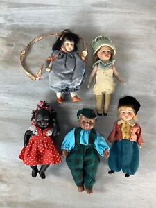 New ListingMixed Lot Of 5 Antique & Vintage Porcelain Bisque Dollhouse Dolls German? Japan?