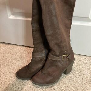 women's brown suede heel boots size us 7.5