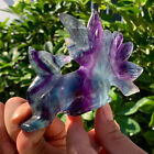 253G Natural beautiful fluorite crystal hand carving Nine-tailed fox heal