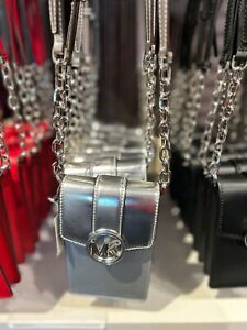 Michael Kors Carmen Small Crossbody Shoulder Bag Handbag Purse Purse in Silver