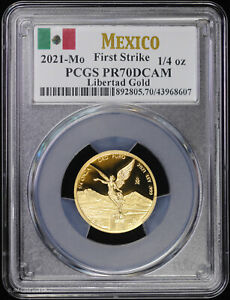 2021-Mo Mexico 1/4 oz Gold Proof Libertad PCGS PR 70 DCAM First Strike Cameo