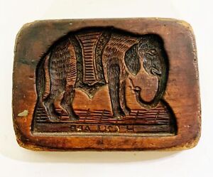 New ListingAntique Folk Art primitive carved wooden cookie mold Elephant
