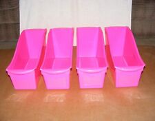 Storex Pink Book Bin Lot (4) - 12-1/4L x 5-1/4W x 7H