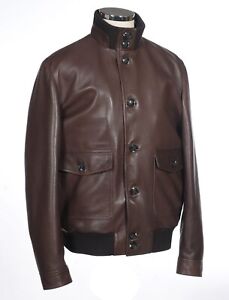NWOT Kiton Napoli Brown,  Lambskin Leather,  Jacket 40/50