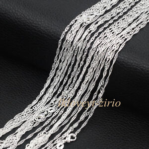 Wholesale Lots 5Pcs 925 Sterling Solid Silver Water Wave Chain Necklace 16