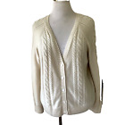 NWT Magaschoni 100% ivory cashmere button front  cardigan size L