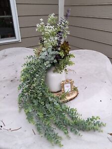Succulent and Eucalpytus Wedding Centerpieces / Accents with White Vases