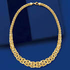 All Shiny Bold Graduated Byzantine Chain Necklace Real 18K Yellow Gold 18