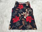Chico's Travelers Blouse Size 0 Tank Top Shell Blouse Black Red Floral XS I-20