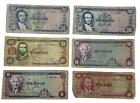 Lot of 6 Vintage Assorted Denomination Bank of Jamaica Paper Money Currency Note