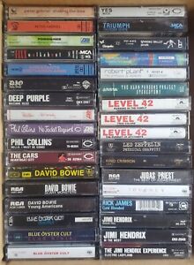 34x Cassette Tape Lot: 70s 80s Rock, DEEP PURPLE/HENDRIX/BOWIE/ZEPPELIN/DIO/YES