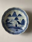 Antique Vintage Japanese Ko-Imari Blue White Landscape Scene Porcelain 6 1/4”