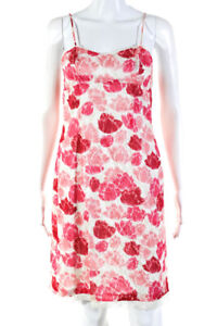 Jill Stuart Womens Spaghetti Strap Floral Sheath Dress Pink White Size 4
