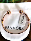 PANDORA Rose 14K Gold  Logo Charm Bangle Bracelet 586477-21CM