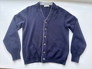 Brunello Cucinelli Men Cashmere Cardigan Button Sweater Navy Blue Italy 50 Med