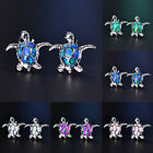 Cute Sea Turtle Stud Earrings Fire Opal Animals Women Silver Jewelry Party Gifts