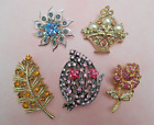Lot of Vintage-Mod Rhinestone Brooches--Some Signed--Animal Rescue Donation